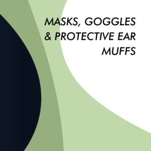 Máscaras, óculos de proteção e protetores de ouvido